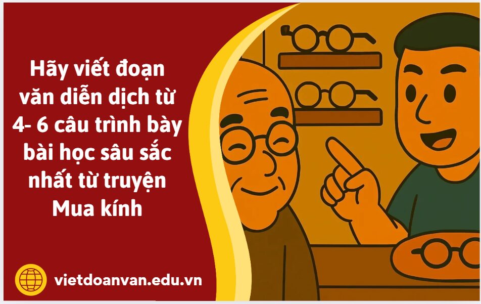 Hãy viết đoạn văn diễn dịch từ 4- 6 câu trình bày bài học sâu sắc nhất từ truyện Mua kính