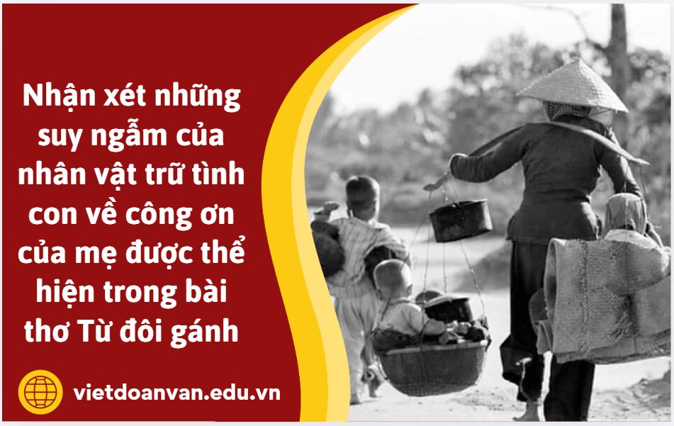 Nhận xét những suy ngẫm của nhân vật trữ tình con về công ơn của mẹ được thể hiện trong bài thơ Từ đôi gánh (trình bày khoảng 5 - 7 dòng)