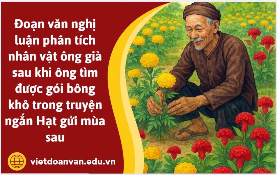 Viết đoạn văn nghị luận (khoảng 150 chữ) phân tích nhân vật ông già sau khi ông tìm được gói bông khô trong truyện ngắn Hạt gửi mùa sau