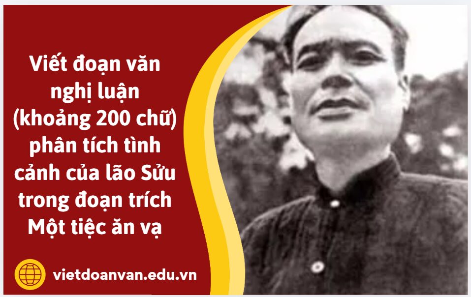 Viết đoạn văn nghị luận (khoảng 200 chữ) phân tích tình cảnh của lão Sửu trong đoạn trích Một tiệc ăn vạ