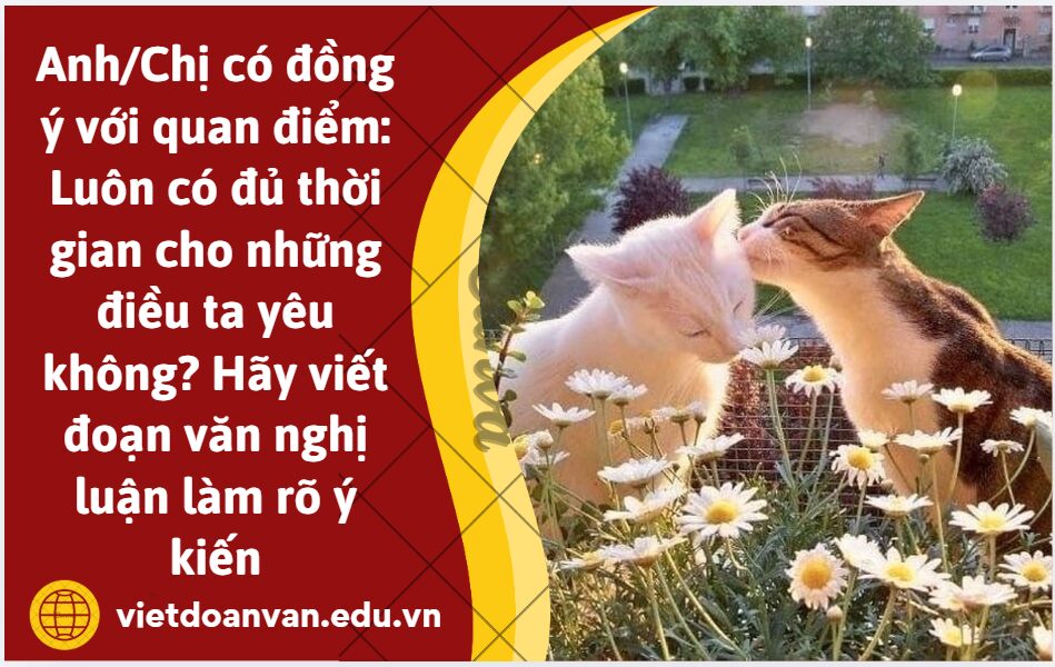 Anh/Chị có đồng ý với quan điểm: Luôn có đủ thời gian cho những điều ta yêu không? Hãy viết đoạn văn nghị luận (khoảng 200 chữ) làm rõ ý kiến của anh/chị