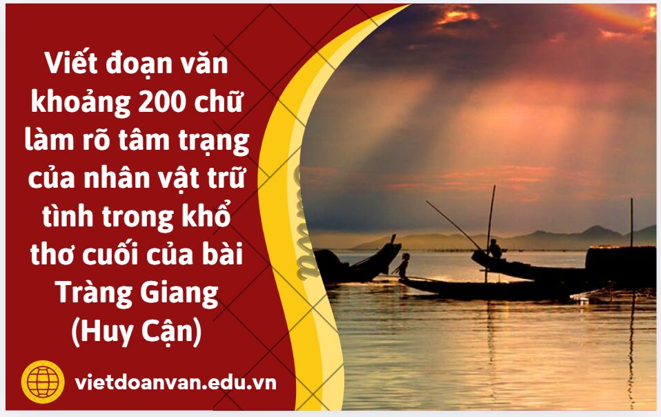 Viết đoạn văn khoảng 200 chữ làm rõ tâm trạng của nhân vật trữ tình trong khổ thơ cuối của bài Tràng Giang (Huy Cận)